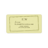 Elegant Frame on Celestial Yellow Monogram Wedding Etiket (Voorkant)