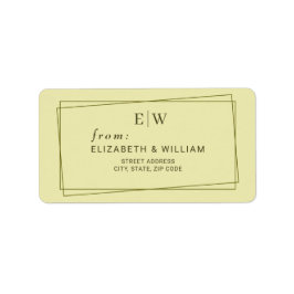 Elegant Frame on Celestial Yellow Monogram Wedding Etiket
