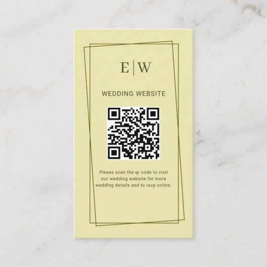 Elegant Frame on Celestial Yellow Monogram Wedding Informatiekaartje (Voorkant)