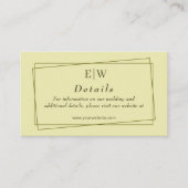 Elegant Frame on Celestial Yellow Monogram Wedding Informatiekaartje (Voorkant)