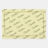 Elegant Frame on Celestial Yellow Monogram Wedding Inpakpapier Vel (Voorkant 2)