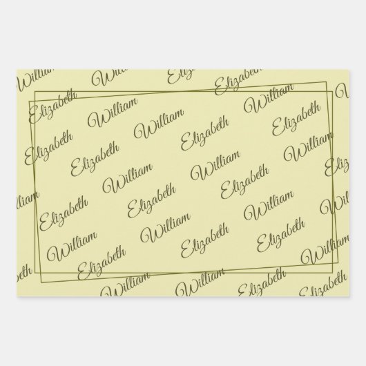 Elegant Frame on Celestial Yellow Monogram Wedding Inpakpapier Vel (Voorkant 2)