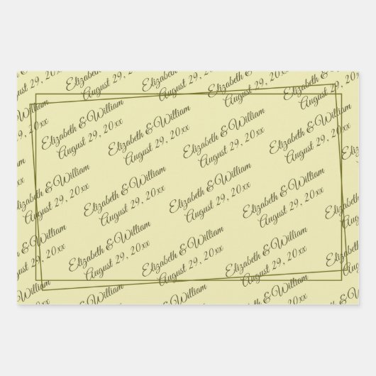 Elegant Frame on Celestial Yellow Monogram Wedding Inpakpapier Vel (Voorkant)