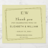 Elegant Frame on Celestial Yellow Monogram Wedding Likeurfles Etiket (Enkel label)