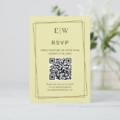 Elegant Frame on Celestial Yellow Monogram Wedding RSVP Kaartje (Staand voorkant)