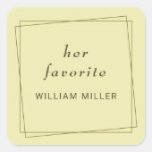 Elegant Frame on Celestial Yellow Monogram Wedding Vierkante Sticker (Voorkant)