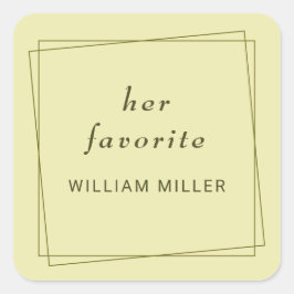 Elegant Frame on Celestial Yellow Monogram Wedding Vierkante Sticker