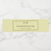 Elegant Frame on Celestial Yellow Monogram Wedding Waterfles Etiket (Enkel label)