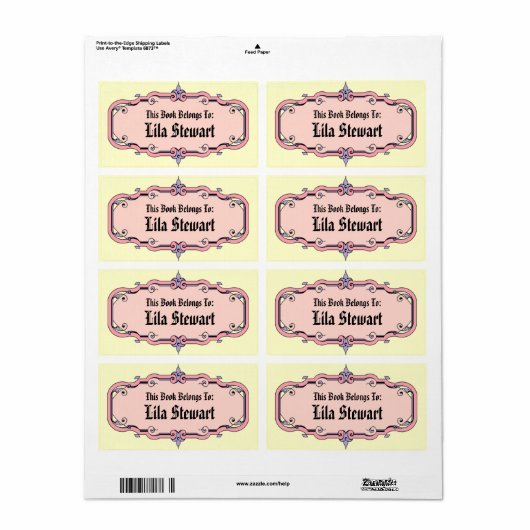 Elegant Framed Book Bord Etiket (Full Sheet)