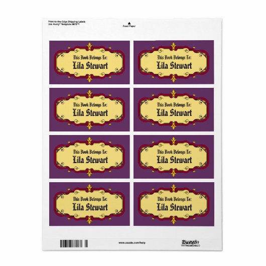 Elegant Framed Book Bord Etiket (Full Sheet)