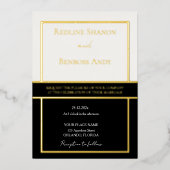 Elegant Framed Ivory & Black Design Gold Folie Uitnodiging (Voorkant)