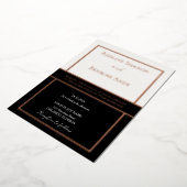 Elegant Framed Ivory & Black Design Gold Rose Folie Uitnodiging (Gedraaid)