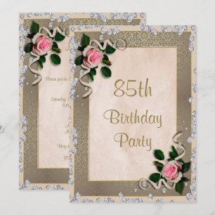 Elegant Framed roze Roses 85th Birthday Kaart