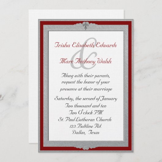 Elegant Framed Wedding Uitnodiging (Voorkant / Achterkant)