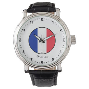 Elegant France Watch & French Flag / Paris Horloge