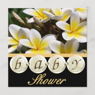 Elegant Frangipani Baby shower Uitnodiging