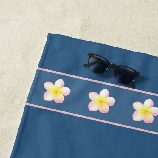 Elegant Frangipani Plumeria Flowers on Award Blue Strandlaken (In situ)