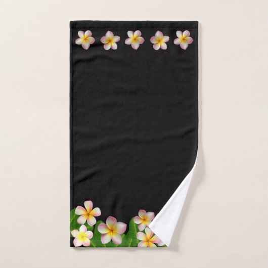 Elegant Frangipani Plumeria Flowers op Black Bad Handdoek (Handdoek)