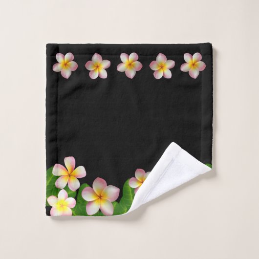 Elegant Frangipani Plumeria Flowers op Black Bad Handdoek (Wasdoekje)