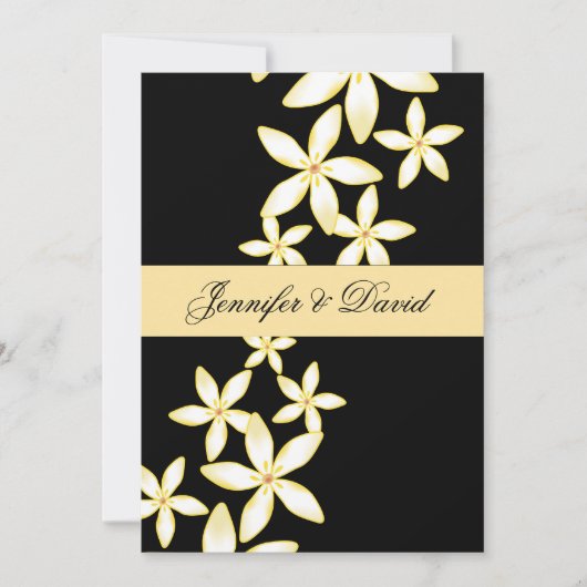 Elegant Frangipani Wedding Invitation Kaart (Voorkant)