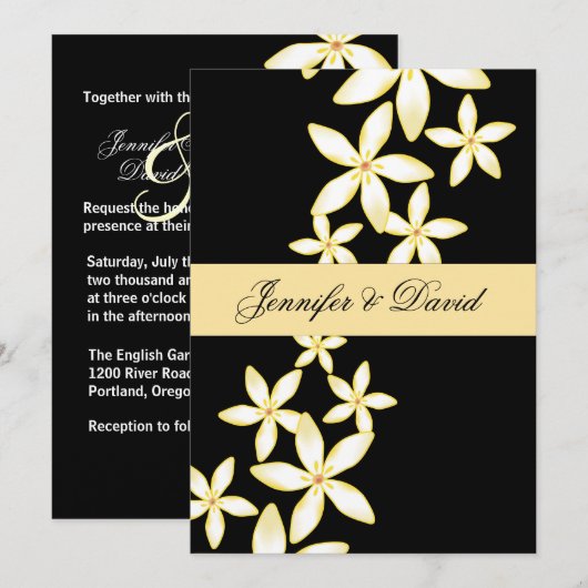 Elegant Frangipani Wedding Invitation Kaart (Voorkant / Achterkant)