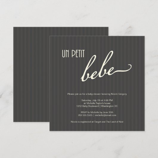 Elegant Frans Baby shower Kaart (Voorkant / Achterkant)