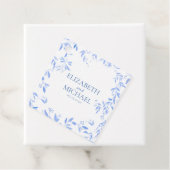 Elegant Frans Blauw Bloemen Botanische Bruiloft Bedankjes Labels (In situ)