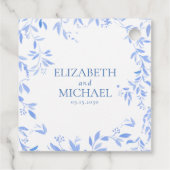 Elegant Frans Blauw Bloemen Botanische Bruiloft Bedankjes Labels (Achterkant)