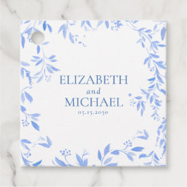 Elegant Frans Blauw Bloemen Botanische Bruiloft Bedankjes Labels