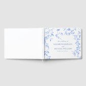 Elegant Frans Blauw Bloemen Botanische Bruiloft Gastenboek (Volledig)