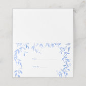 Elegant Frans Blauw Bloemen Botanische Bruiloft Plaatskaartje (Buitenkant ongevouwen)