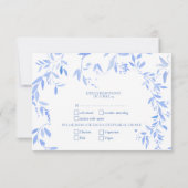 Elegant Frans Blauw Bloemen Botanische Bruiloft RSVP Kaartje (Achterkant)