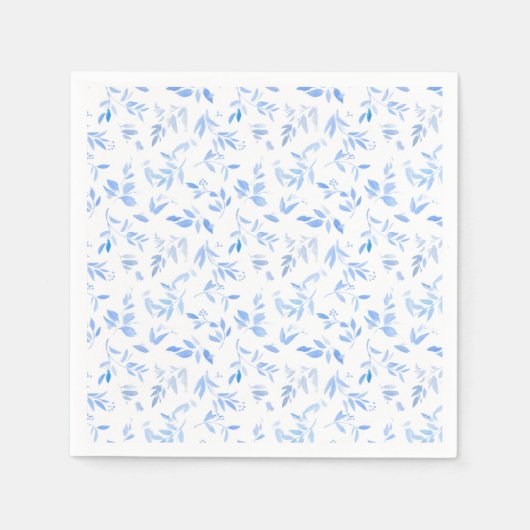 Elegant Frans Blauw Bloemen Botanische Bruiloft Servet (Voorkant)