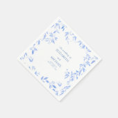 Elegant Frans Blauw Bloemen Botanische Bruiloft Servet (Hoek)