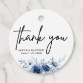 Elegant Frans  Blauw Bloemen Bruiloft Bedankjes Labels (Voorkant)