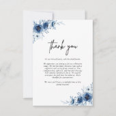 Elegant Frans Blauw Bloemen Bruiloft Bedankkaart (Voorkant)