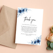 Elegant Frans Blauw Bloemen Bruiloft Bedankkaart