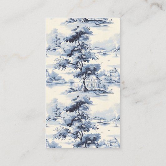 Elegant Frans Blauw Bloemen Bruiloft Informatiekaartje (Achterkant)