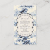 Elegant Frans Blauw Bloemen Bruiloft Informatiekaartje (Voorkant)