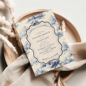 Elegant Frans Blauw  Bloemen Bruiloft Kaart