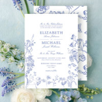 Elegant Frans  Blauw Bloemen Bruiloft
