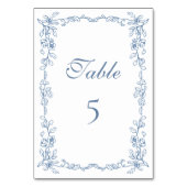 Elegant Frans Blauw  Bloemen Bruiloft Kaart (Voorkant)