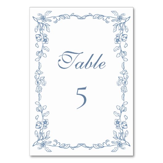 Elegant Frans Blauw  Bloemen Bruiloft Kaart (Voorkant)
