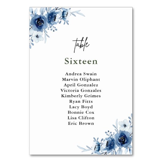 Elegant Frans  Blauw Bloemen Bruiloft Kaart (Voorkant)