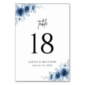 Elegant Frans Blauw Bloemen Bruiloft Kaart (Voorkant)