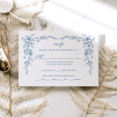 Elegant Frans Blauw  Bloemen Bruiloft RSVP Kaartje