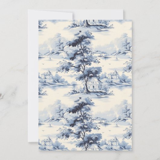 Elegant Frans Blauw  Bloemen Bruiloft Save The Date (Achterkant)