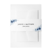 Elegant Frans  Blauw Bloemen Bruiloft Uitnodigingen Wikkel (Voorkant Voorbeeld)