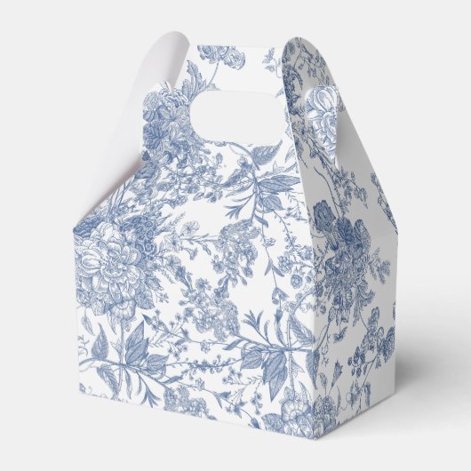Elegant Frans  Blauw Bloemen Jouy Bedankdoosjes (Achterkant)
