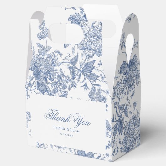 Elegant Frans  Blauw Bloemen Jouy Bedankdoosjes (Geopend)